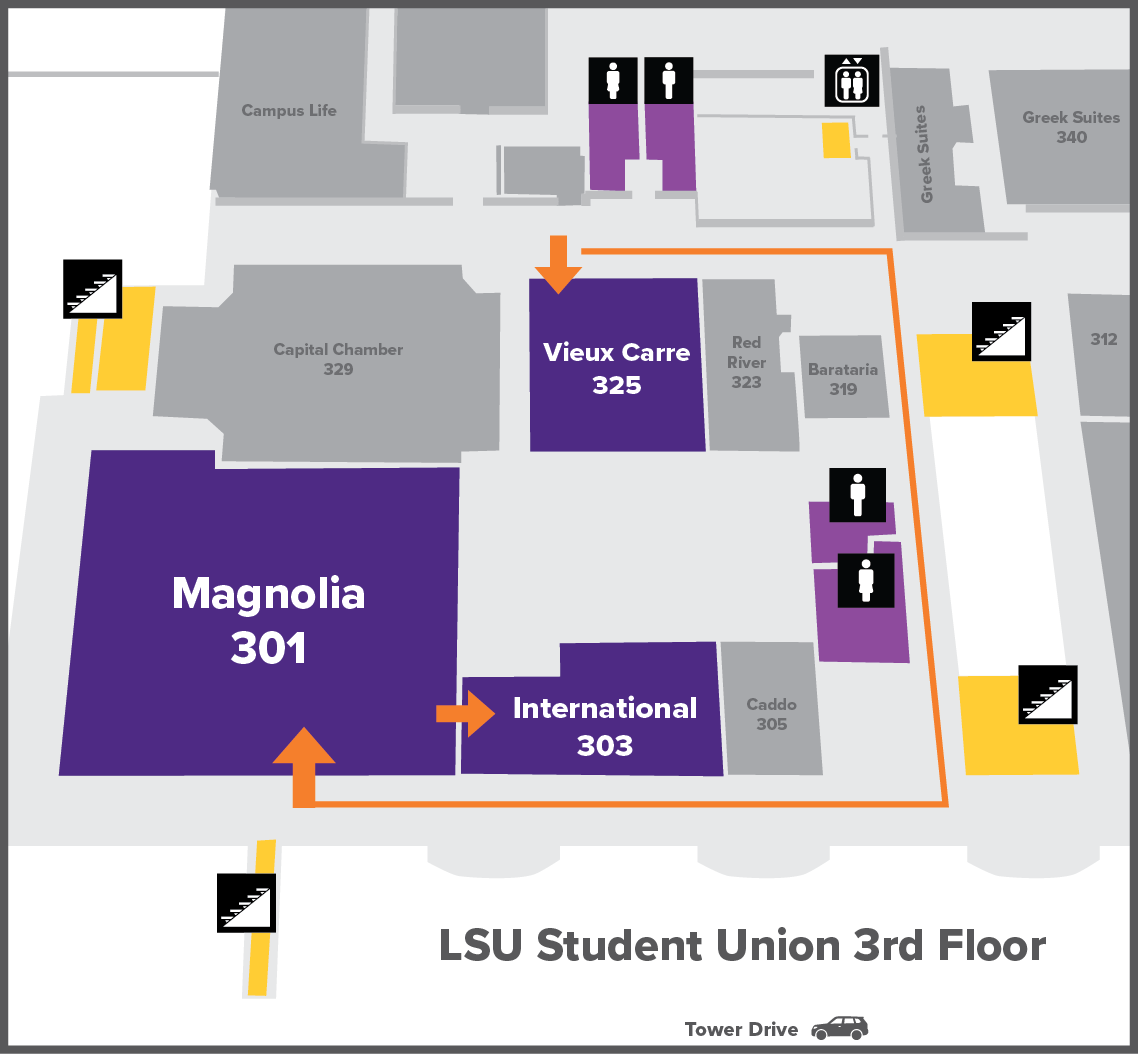 map of the third floor of the LSU Student Union