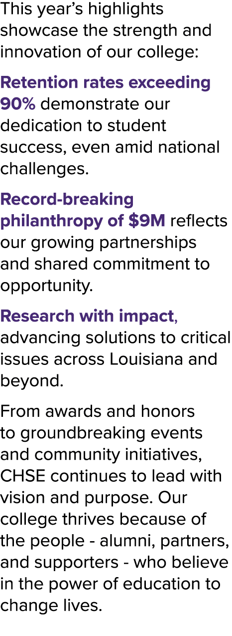 This year’s highlights showcase the strength and innovation of our college: Retention rates exceeding 90% demonstrate...