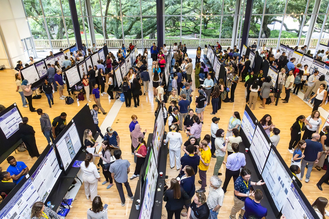 Aerial view of ballroom during conference